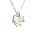 Collier en plaqu&eacute; or cha&icirc;ne avec pendentif coeur oxyde blanc motif volute 42+3cm