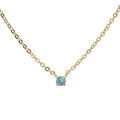 Collier en plaqu&eacute; or cha&icirc;ne avec pendentif pierre v&eacute;ritable Topaze bleu 3mm 38+5cm