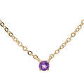Collier en plaqu&eacute; or cha&icirc;ne avec pendentif pierre v&eacute;ritable Am&eacute;thyste 3mm 38+5cm