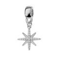 Charms en argent platin&eacute; &eacute;toile du nord suspendue et oxydes blancs sertis