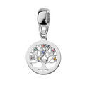 Charms en argent platin&eacute; arbre de vie suspendu et oxydes multi couleurs sertis Artemare
