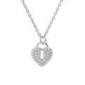Colliers sur Artemare : Collier en argent rhodi&eacute; cha&icirc;ne avec pendentif cadenas coeur pav&eacute; oxydes blancs 42+3cm