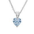 Collier en argent rhodi&eacute; cha&icirc;ne avec pendentif coeur en oxyde bleu ciel et blancs 42+3cm Artemare