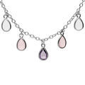 Collier en argent rhodi&eacute; cha&icirc;ne avec pampilles d'oxydes multi couleurs en forme de forme goutte 36+6cm Artemare