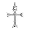 Pendentifs sur Artemare : Pendentif en argent platin&eacute; croix Camarguaise petit mod&egrave;le avec trident et fer &agrave; cheval - Symbole de la Camargue