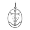 Pendentif en argent platin&eacute; oval avec croix Camarguaise - Symbole de la Camargue Artemare