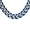 Chaine sur Artemare : Collier en acier maille gourmette 10mm PVD bross&eacute; aspect patin&eacute; chanfrein bleu 55cm