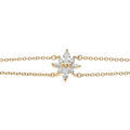 Bracelet en plaqu&eacute; or double cha&icirc;ne avec motif fleur et oxydes blancs 16+3cm