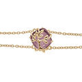 Bracelet en plaqu&eacute; or double cha&icirc;ne avec oxyde violet motif arbre de vie 16+3cm