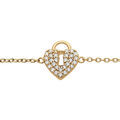 Bracelets sur Artemare : Bracelet en plaqu&eacute; or cha&icirc;ne avec cadenas coeur pav&eacute; d'oxydes blancs 16+2cm