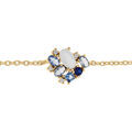 Bracelet en plaqu&eacute; or cha&icirc;ne avec g&eacute;om&eacute;tire oxydes bleus et blancs 16+2cm