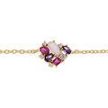 Bracelet en plaqu&eacute; or cha&icirc;ne avec g&eacute;om&eacute;tire oxydes multi couleurs 16+2cm