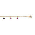 Bracelet en plaqu&eacute; or cha&icirc;ne avec pampilles d'oxydes rond sertis multi couleurs 15+4cm