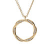 Collier en plaqu&eacute; or cha&icirc;ne avec pendentif cercle torsade et oxydes blancs sertis 40+4cm