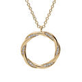 Colliers sur Artemare : Collier en plaqu&eacute; or cha&icirc;ne avec pendentif cercle torsade et oxydes blancs sertis 40+4cm