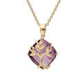 Collier en plaqu&eacute; or cha&icirc;ne avec pendentif oxyde violet motif arbre de vie 42+3cm Artemare