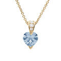 Collier en plaqu&eacute; or cha&icirc;ne avec pendentif coeur oxyde bleu ciel et blancs 42+3cm