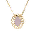 Colliers sur Artemare : Collier en plaqu&eacute; or cha&icirc;ne avec pendentif fleur et pierre rose 42+3cm