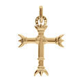 Pendentifs sur Artemare : Pendentif en plaqu&eacute; or croix Camarguaise petit mod&egrave;le avec Trident et fer &agrave; cheval - Symbole de la Camargue