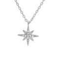 Collier en argent rhodi&eacute; cha&icirc;ne avec pendentif &eacute;toile orn&eacute;e d'oxydes blancs sertis 40+4cm