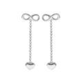 Boucles d'oreille en argent rhodi&eacute; motif infini cha&icirc;nette et coeur suspendu fermoir poussette Artemare