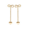 Boucles d'oreille sur Artemare : Boucles d'oreille en argent et dorure jaune motif infini cha&icirc;nette et coeur suspendu fermoir poussette