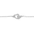 Bracelets sur Artemare : Bracelet en argent rhodi&eacute; cha&icirc;ne avec double coeurs oxydes blancs sertis 16+3cm