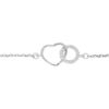 Bracelet en argent rhodi&eacute; cha&icirc;ne avec cercle oxydes blancs sertis entrelac&eacute; avec coeur lisse 16+3cm
