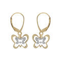 Boucles d'oreille en argent et dorure jaune double papillon 2 coloris et fermoir dormeuse Artemare