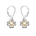 Boucles d'oreille sur Artemare : Boucles d'oreille en argent et dorure jaune double fleur 2 coloris et fermoir dormeuse