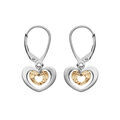 Boucles d'oreille sur Artemare : Boucles d'oreille en argent rhodi&eacute; et dorure jaune double coeur 2 coloris et fermoir dormeuse