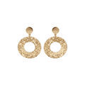 Boucles d'oreille en argent et dorure jaune ronde &eacute;vid&eacute;e et martel&eacute;e avec fermoir poussette Artemare