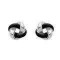 Boucles d'oreille sur Artemare : Boucles d'oreille en argent rhodi&eacute; noeud de r&eacute;sine noire avec fermoir poussette
