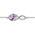 Bracelet en argent rhodi&eacute; cha&icirc;ne avec infini Am&eacute;thyste v&eacute;ritable et oxydes blancs sertis 16+3cm Artemare