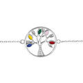 Bracelet en argent rhodi&eacute; cha&icirc;ne avec arbre de vie multi couleurs et oxydes blancs 16+3cm Artemare