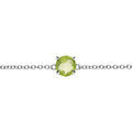 Bracelet en argent rhodi&eacute; cha&icirc;ne avec pierre v&eacute;ritable vert P&eacute;ridot 6,5mm 15+4cm