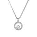 Collier en argent rhodi&eacute; cha&icirc;ne avec pendentif forme rondelle pav&eacute;e d'oxydes blancs sertis et 1 oxyde blanc serti 40+5cm