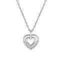 Collier en argent rhodi&eacute; cha&icirc;ne avec pendentif coeur et oxydes blancs sertis 40+5cm Artemare