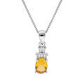 Collier en argent rhodi&eacute; cha&icirc;ne avec pendentif oxyde blanc et jaune 42+3cm Artemare