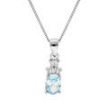 Collier en argent rhodi&eacute; cha&icirc;ne avec pendentif oxyde blanc et bleu ciel 42+3cm