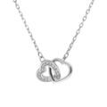 Colliers sur Artemare : Collier en argent rhodi&eacute; cha&icirc;ne avec 2 coeurs entrelac&eacute;s 1 lisse et 1 avec oxydes blancs sertis 40+5cm