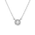 Collier en argent rhodi&eacute; cha&icirc;ne avec pendentif cercle pav&eacute; d'oxydes blancs sertis et au centre 1 oxyde blancs sertis 40+5cm