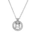 Colliers sur Artemare : Collier en argent rhodi&eacute; cha&icirc;ne avec pendentif rondelle pav&eacute;e d'oxydes blancs sertis et 1 oxyde blanc serti 40+5cm