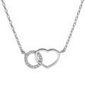 Colliers sur Artemare : Collier en argent rhodi&eacute; cha&icirc;ne avec cercle pav&eacute; d'oxydes blancs sertis entrelac&eacute; avec coeur lisse 40+5cm