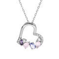 Colliers sur Artemare : Collier en argent rhodi&eacute; cha&icirc;ne avec pendentif coeur avec oxydes blancs et pastels 40+5cm