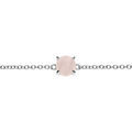 Bracelet en argent rhodi&eacute; cha&icirc;ne avec pierre v&eacute;ritable Quartz rose 6,5mm 15+4cm