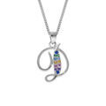Colliers sur Artemare : Collier en argent rhodi&eacute; cha&icirc;ne avec pendentif initiale D et oxydes multi couleurs sertis 42+3cm
