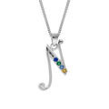 Colliers sur Artemare : Collier en argent rhodi&eacute; cha&icirc;ne avec pendentif initiale N et oxydes multi couleurs sertis 42+3cm