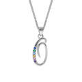 Colliers sur Artemare : Collier en argent rhodi&eacute; cha&icirc;ne avec pendentif initiale O et oxydes multi couleurs sertis 42+3cm