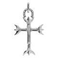 Pendentif en argent platin&eacute; croix Camarguaise grand mod&egrave;le avec trident et fer &agrave; cheval - Artemare
